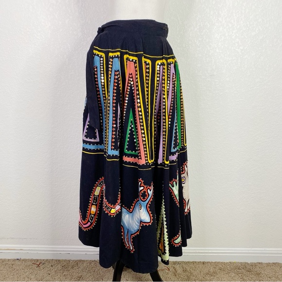 Vintage Me Jane Sequined Cotton Native American Folk Art Circle Skirt - Picture 3 of 14